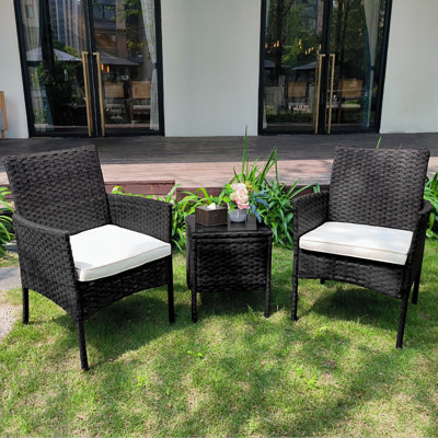 Zipcode Design Lisette 3 Piece Rattan Seating Group with Cushions Reviews Wayfair